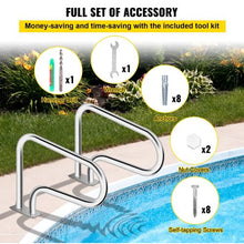 32 x 22.5 In Pool Handrail 304 Stainless Steel Stair Rail 375 lb Capacity Quick Mount Base Plate
