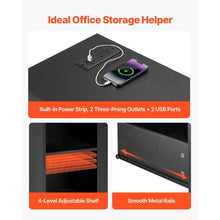 3-Drawer Wooden File Cabinet Rolling Storage with Power Strip Lock & Adjustable Shelves