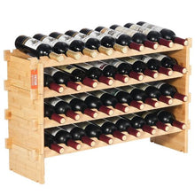 36 Bottle Wine Rack for Kitchen Bar and Cellar (Natural Color) (4-Tier)
