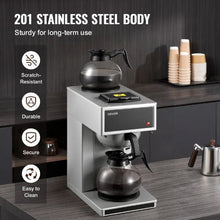12-Cup Commercial Drip Coffee Maker with 2 Carafes & Warmer Plates – Stainless Steel Brewer for Restaurants Offices