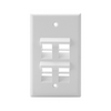 Leviton Angled Single-Gang QUICKPORT 4-Port Wallplate White 41081-4WP