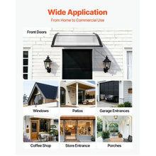 38 x 40 in Door Awning Canopy Polycarbonate Front Door Cover Rain & UV Protection (Clear)