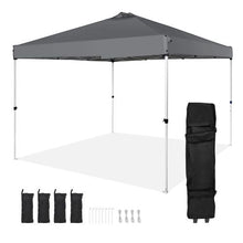 10 x 10 ft Pop Up CanopyTent Silver Coated Tarp with Portable Roller Bag and 4 Sandbags Waterproof and Sun Shelter Gazebo for Outdoor