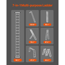 7-In-1 Folding Ladder 15.5 FT Extension Ladder A-Frame Telescoping Ladder 330 LB Capacity