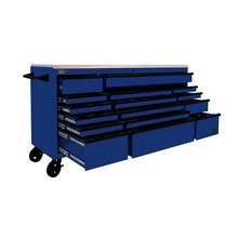 72” RS Pro Blue 16 Drawer Roller Cabinet with Stainless Steel BL04072164