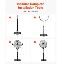 18-Inch Industrial Pedestal Fan - 3-Speed Adjustable Height Standing Fan (Black)