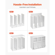 24-Compartment Literature Organizer with Adjustable Shelves Wooden MDF Mailbox Sorter (White)