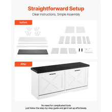 39.4 x 12.0 x 18.7 In Entryway Shoe Storage Bench with Flip Drawers for Hallway Living Room Bedroom (Black + White)