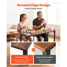 3-Piece Bar Table Set, 47 Rectangular Pub Table with 2 Stools, Rustic Office/Breakfast (Brown & Black)