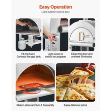 Dual Fuel Outdoor Pizza Oven 26" Pellet & Gas Pizza Maker with Cordierite Stone & Casters