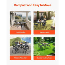 37-Inch Square Metal Bistro Table with Umbrella Hole – All-Weather Steel Slat Patio Furniture for Lawn Garden and Porch(Black)