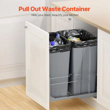 50 QT x2 Pull-Out Trash Bin Heavy Duty Kitchen Waste & Recycling with Soft Close Slide (Grey)