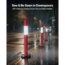 48" Traffic Delineator Posts Safety Cones with Weighted Base & Reflective Strips for Construction & Crowd Control (6 Pack)