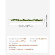 Realistic Norfolk Pine Garland Evergreen Real Touch Artificial Faux Greenery Xmas Decoration (9FT)