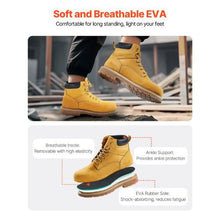 Steel Toe Work Boots for Men Size 13 Waterproof & Slip-Resistant (Brown Yellow)