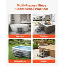 3-Step Hot Tub Steps 27.5" Wide 350 lb Capacity Non-Slip Spa Stairs for Hot Tubs Pools & RVs