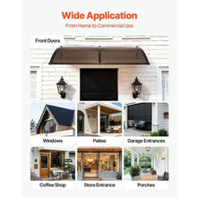 38 x 78 in Door Awning Polycarbonate Canopy with Metal Brackets (Brown)