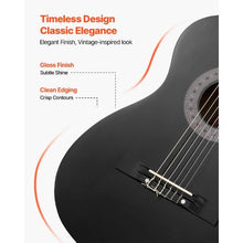 38 Inch Classical Guitar Starter Kit Black Basswood Guitar with Gig Bag & Accessories