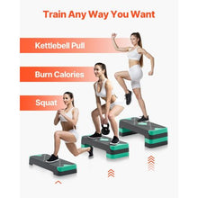 28-Inch Adjustable Aerobic Step Platform with 4 Risers Non-Slip Surface (Green)