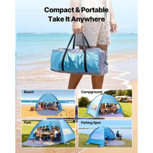 8-Person Beach Tent Sun Shelter – UPF 50+ Portable Canopy with Carry Bag & Sand Pockets for Camping & Outdoor Use