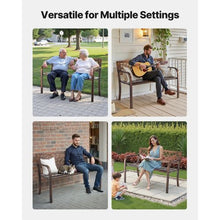 46-Inch Outdoor Bench Carbon Steel Frame with PVC Mesh Backrest – Weatherproof for Patio Garden Park Yard Front Porch Antique Bronze