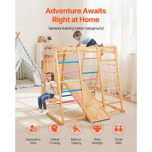 7-in-1 Wooden Indoor Playground Gym, Montessori Climbing Playset with Swing, Slide & More