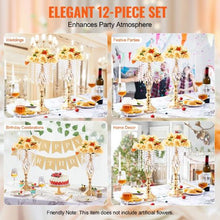 12PCS Crystal Wedding Flower Stand 19.3" Gold Metal Centerpiece Vase for Wedding & Party Decor