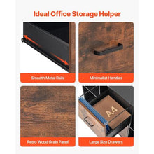 2-Drawer Wooden File Cabinet Rolling Storage with Open Shelves & Lockable Wheels