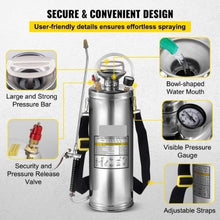 3-Gallon Stainless Steel Sprayer 20-Inch Wand 3-Ft Hose Pressure Gauge & Adjustable Nozzle