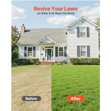 9.2-Inch Manual Lawn Aerator 15-Spike Heavy-Duty Tool with Long Handle & Wide Plate