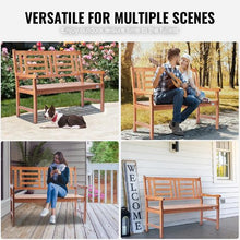 48-Inch Wood Outdoor Bench 700 lbs Capacity with Backrest and Armrests – Ideal for Garden Park Patio Yard Front Porch