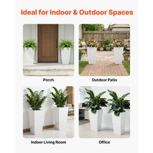 26" Tall Planters Large White Tapered Outdoor Flower Pots with Casters Inner Pots & Drainage (Set of 2)