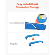 4 Bow Bimini Top Replacement Canopy – 600D Waterproof Polyester Boat Sun Shade 96 L x 97 -103  W Pacific Blue (Frame Not Included)