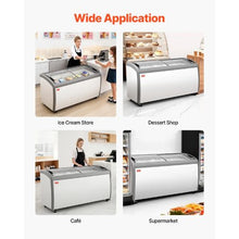 Commercial Ice Cream Display Case 16.3 Cu. Ft., -19 to 3°F 5 Baskets 2 Glass Doors LED Light