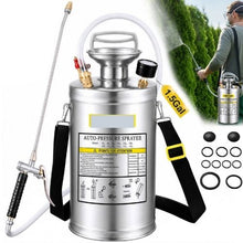 1.5-Gallon Stainless Steel Sprayer 16-Inch Wand 3.3-Ft Hose Pressure Gauge & Adjustable Nozzle