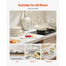 17 Piece Pots and Pans Set Nonstick Granite Cookware Set for Kitchen (White)