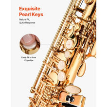 E Flat Alto Saxophone, 23-Key Brass Beginner Kit with Carrying Case (Gold)