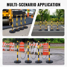 Adjustable Traffic Delineator Post Cones with Fillable Base & 8FT Chain for Parking Lot & Road Safety (4 Pack)