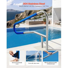 54 x 32 In Pool Rail 304 Stainless Steel Handrail 220 lb Capacity Non-Slip Grip Base or Recessed Mount