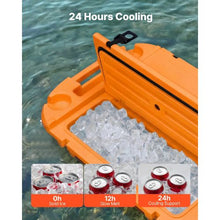 40 QT Floating Cooler with Dry Storage & Tow Rope Floating Ice Chest Orange
