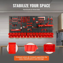 30-Bin Wall Storage Bins with Panels & Hooks Parts Organizer (Black & Red)