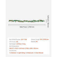 Artificial Christmas Garland with Light String Realistic Xmas Collection for Mantel and Fireplace (9FT)