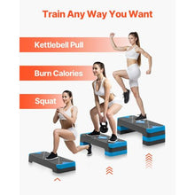 28-Inch Adjustable Aerobic Step Platform with 4 Risers Non-Slip Surface for Cardio & Strength Training (Blue)
