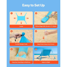 7.5x7.5 f Ft  Beach Tent Sun Shelter UPF50+ Sun Protection 6.6 ft Tall for Family Outings Camping (Blue)