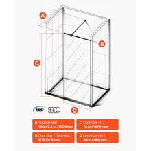 Fixed Glass Shower Panel 34 x 73.6 in Semi-Framed 5/16 in Clear Tempered Glass Bottom Seal Matte Black Hardware