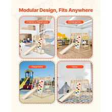 7-in-1 Toddler Indoor Jungle Gym, Wooden Climbing Playset with Swing, Slide & More