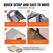 Elevated Heated Cat House with Timer Foldable Outdoor Shelter Heated Pad for Winter Brown (Medium)