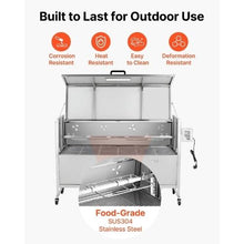 Charcoal Rotisserie Grill 38W Pig & Lamb Spit Roaster 132 LB Capacity Wheels Stainless Steel