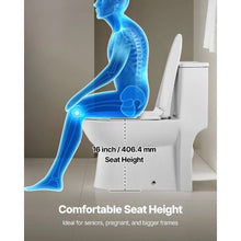 12 In Rough One-Piece Toilet Elongated Toilet Vortex Left Flush with Comfortable Chair Seat for Bathroom (White + Silver)