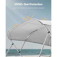 4 Bow Bimini Top Replacement Canopy – 600D Waterproof Polyester Boat Sun Shade 96 L x 91 -96 W Light Grey (Frame Not Included)